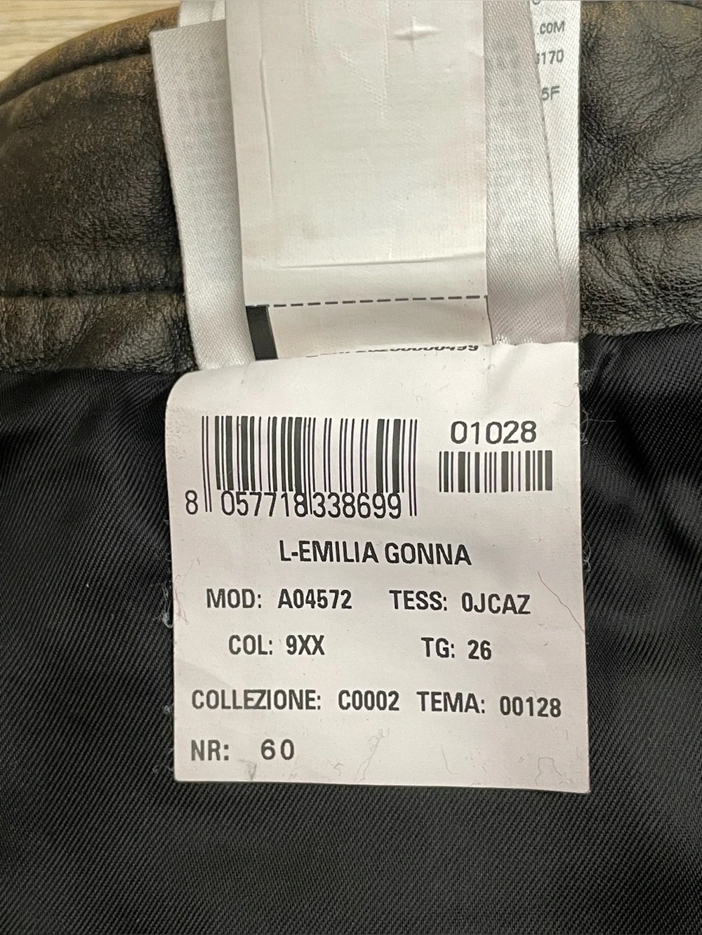 Diesel L-Emilia Skirt Brown  Cowhide Leather, Aged